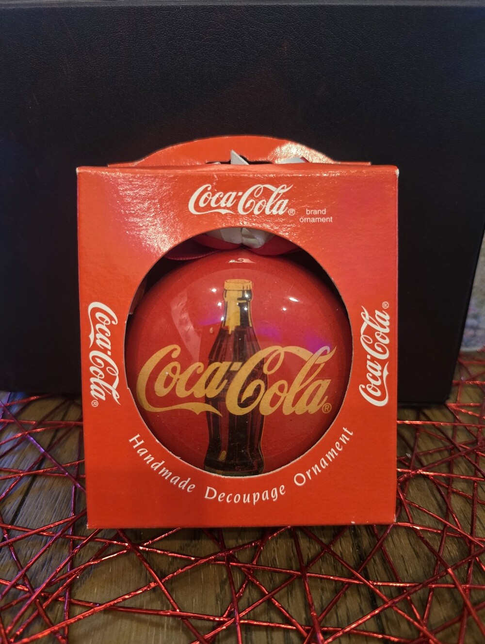 Coca Cola Red and Gold Holiday Ornament